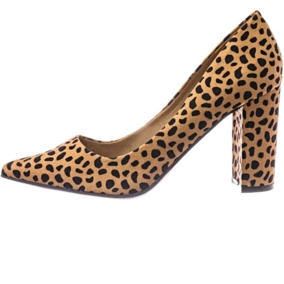 BAMBOO Brown and Black Heels with Leopard Print - Picture 2 of 7